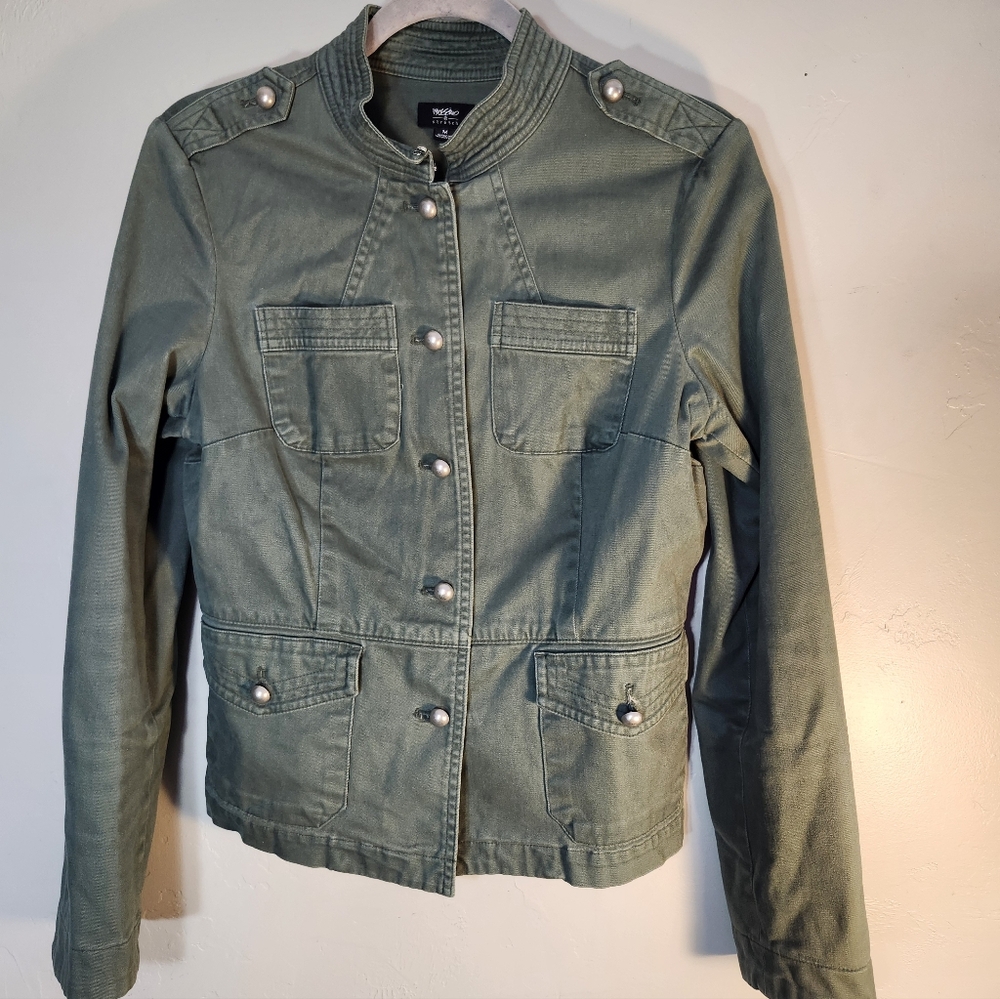 Mossimo Supply Co. Army Green Utility Jacket with Snap Buttons Sz M